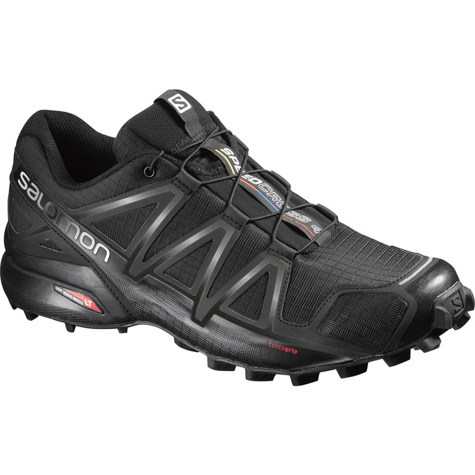 Salomon Singapore Mens Trail Running Shoes - SPEEDCROSS 4 WIDE Black | 78091-HUOY